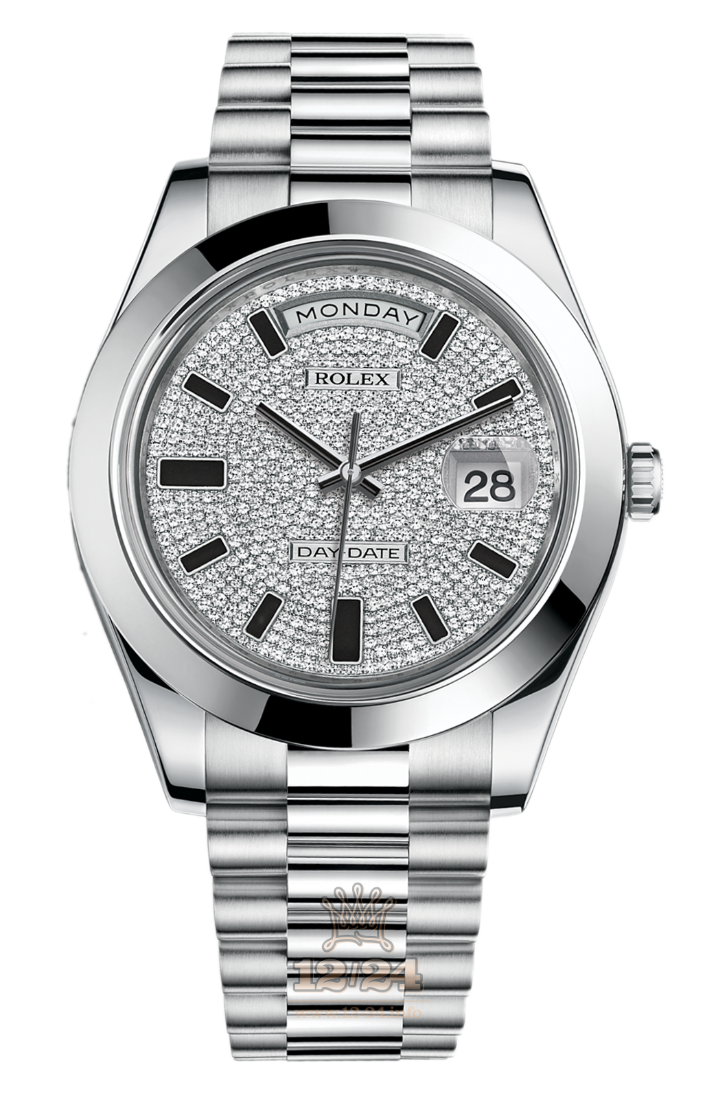 Rolex Day-Date II Watch 218206-0091 41 mm Platinum Case Silver Dial