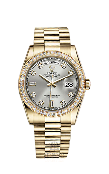 Rolex Day-Date Watch 118348-0008 36 mm Yellow gold Case Silver Dial