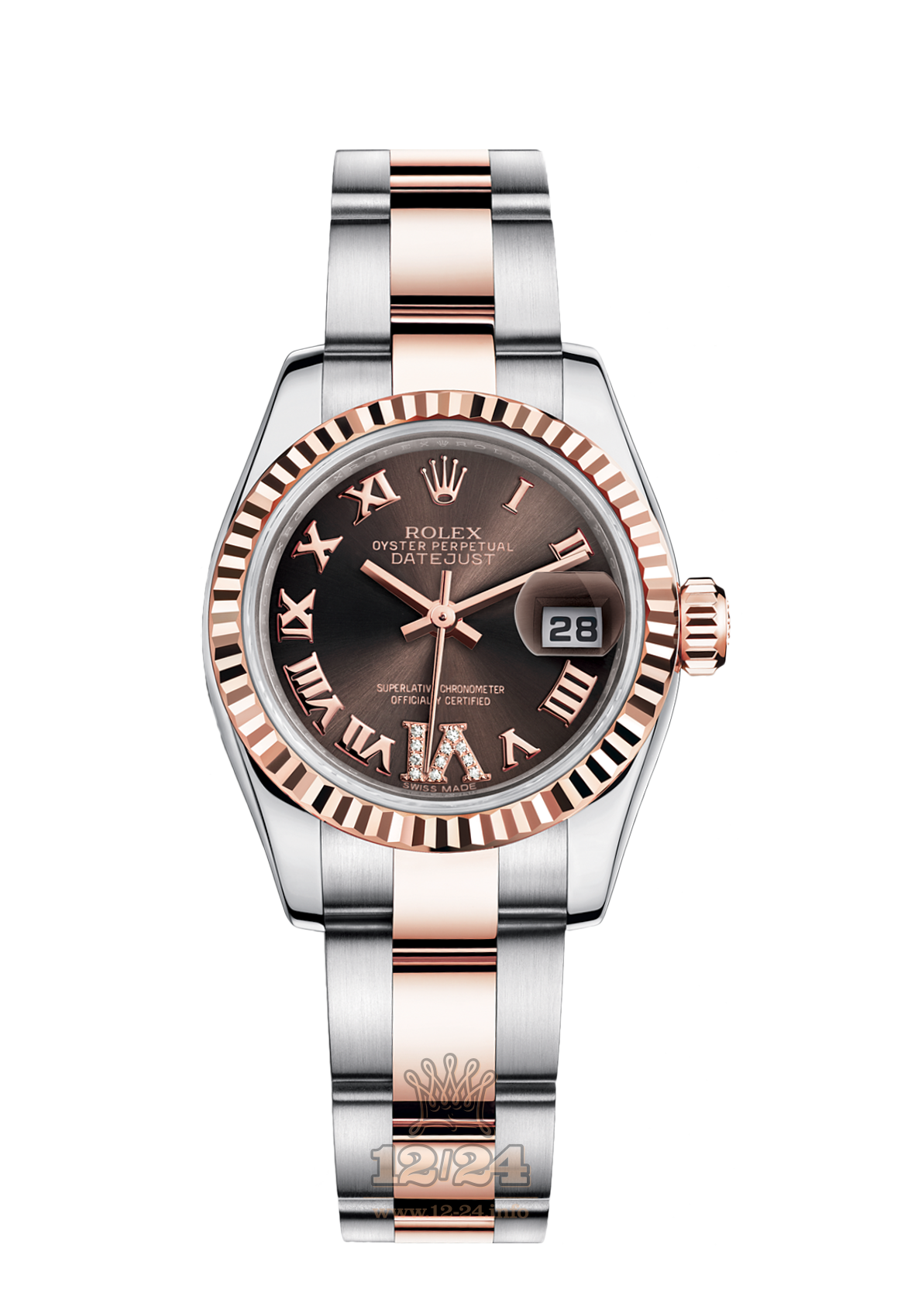 Rolex Lady-Datejust Watch 179171-0076 26 mm Steel / Pink gold Case Brown (chocolate) Dial