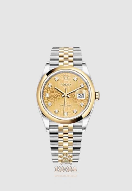 Rolex Datejust Watch 126203-0033 36 mm Stainless steel Yellow gold Case Golden Dial