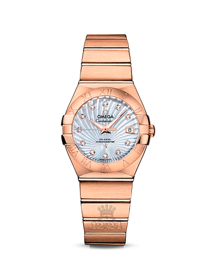 Omega Constellation Watch 123.50.27.20.55.001 27 mm Pink gold Case White Blue Dial