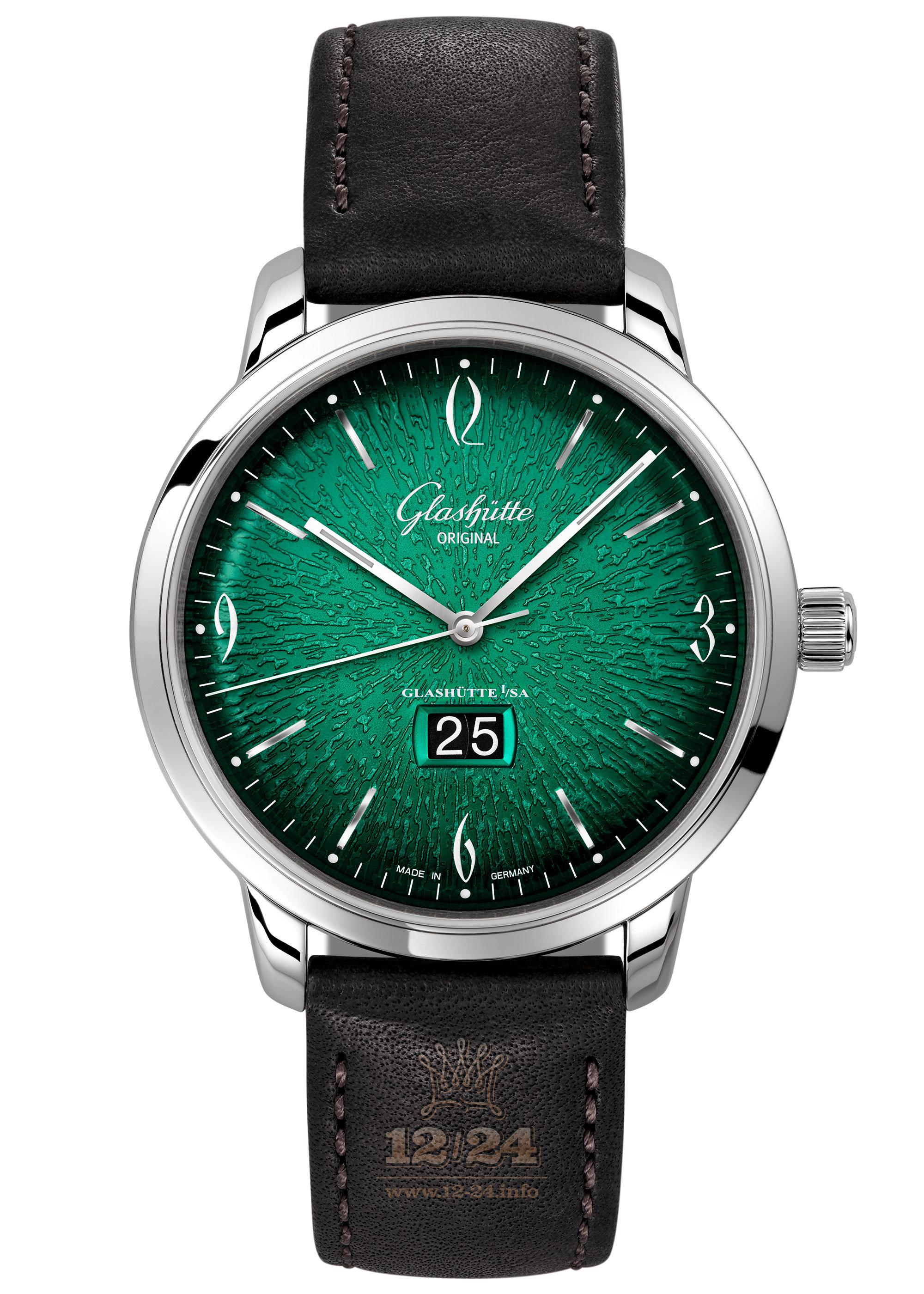 Glashutte Vintage Watch 2-39-47-04-02-04 42 mm Stainless steel Case Black Green Dial