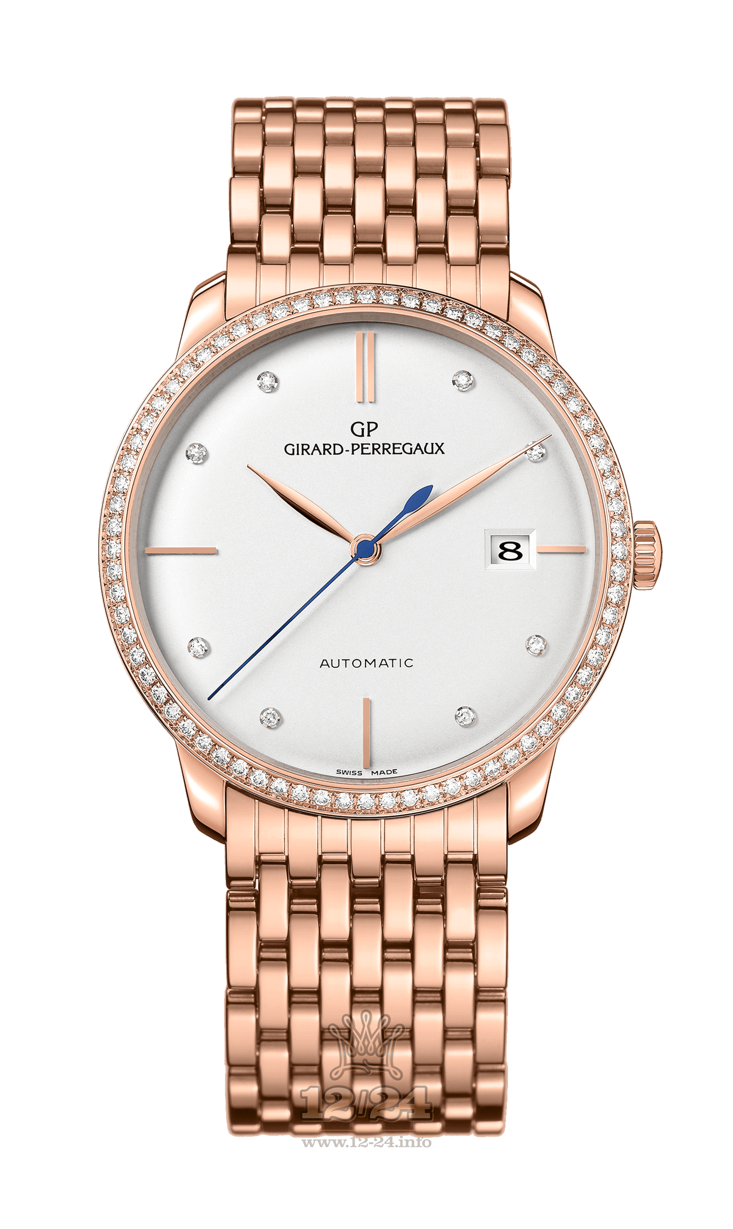 Girard Perregaux 1966 Watch 49525D52A1A1-52A Pink gold Case Silver Dial