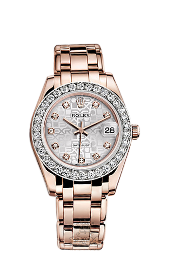 Rolex Pearlmaster Watch 81285-0016 34 mm Pink gold Case Silver Dial