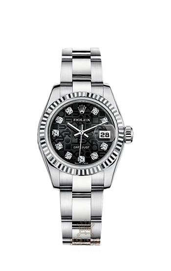 Rolex Lady-Datejust Watch 179174-0049 26 mm Steel / White gold Case Black Dial