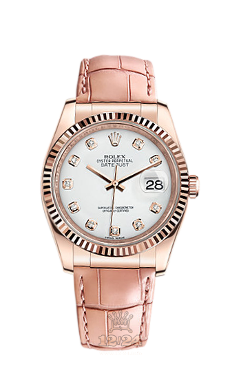 Rolex Datejust Watch 116135-0046 36 mm Pink gold Case White Dial