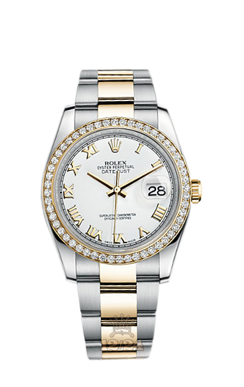 Rolex Datejust Watch 116243-0033 36 mm Steel / Yellow gold Case White Dial