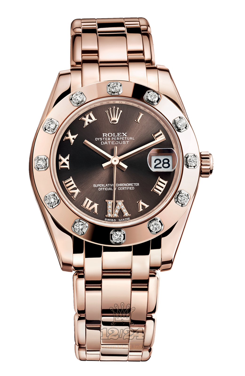 Rolex Datejust Watch 81315-0003 34 mm Pink gold Case Brown (chocolate) Dial