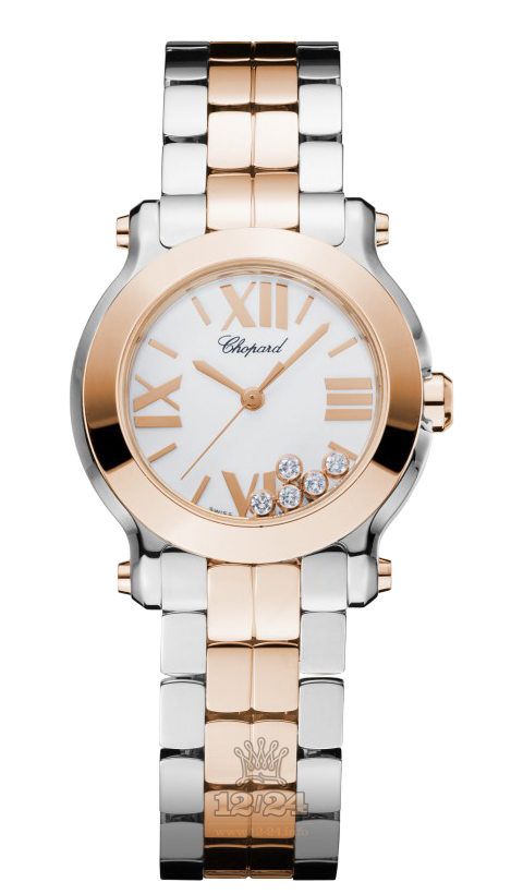 Chopard Happy Diamonds Watch 278509-6003 30 mm Steel / Pink gold Case White Dial