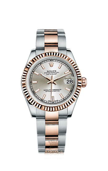 Rolex Lady-Datejust Watch 178271-0035 31 mm Steel / Pink gold Case Silver Dial