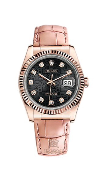 Rolex Datejust Watch 116135-0067 36 mm Pink gold Case Black Dial