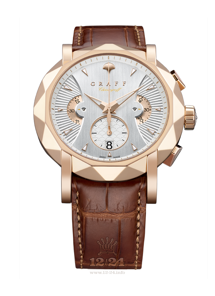 Graff ChronoGraff Watch CG45PGW3 45 mm Pink gold Case White Dial
