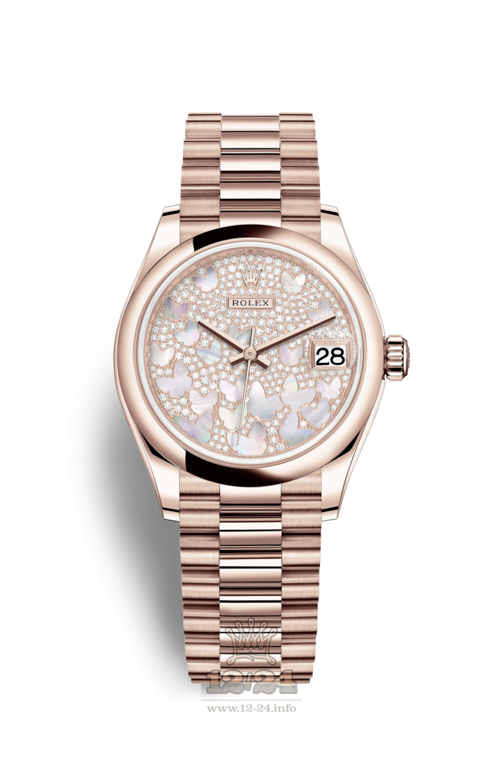 Rolex Datejust Watch 278245-0020 31 mm Pink gold Case Silver Golden Dial
