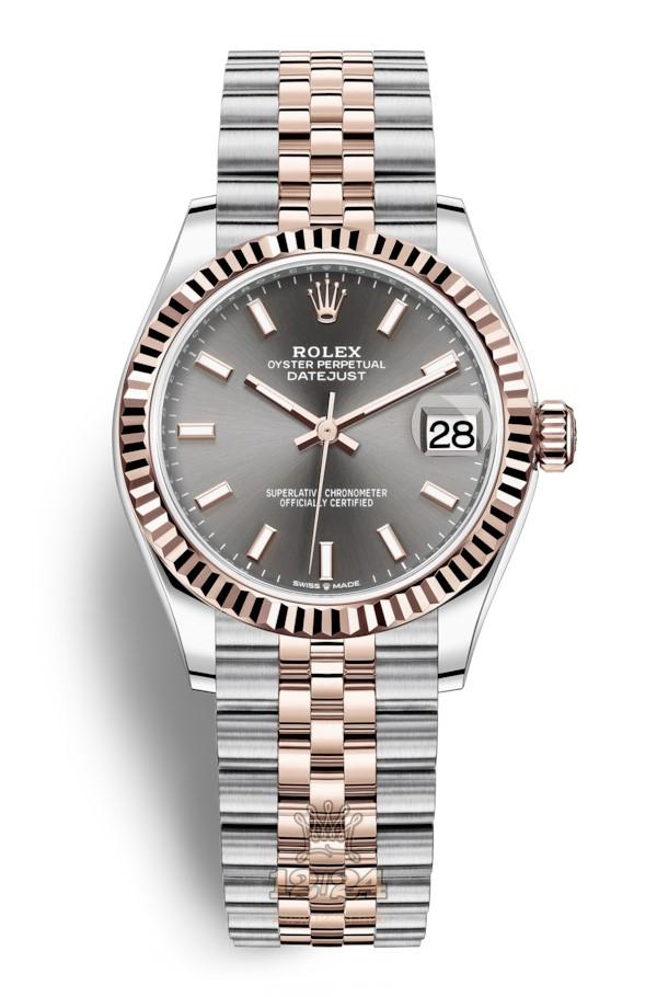 Rolex Datejust Watch 278271-0018 31 mm Stainless steel Pink gold Case Gray Dial