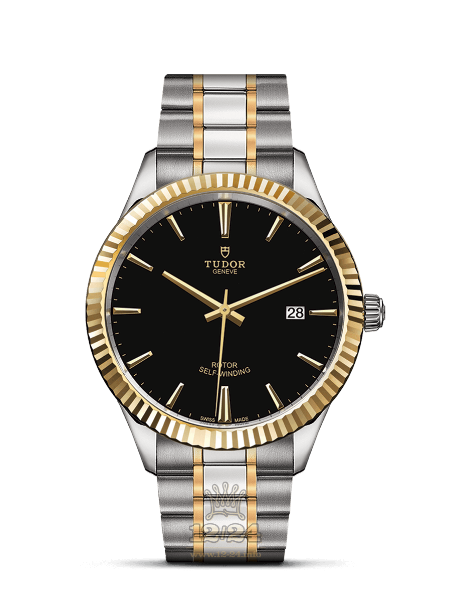 Tudor Style Watch M12713-0005 41 mm Stainless steel Yellow gold Case Black Dial