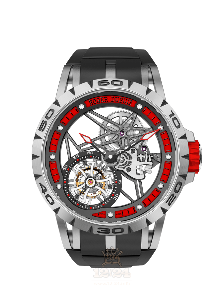 Roger Dubuis Excalibur Watch RDDBEX0545 45 mm Titanium Case Silver Red Dial