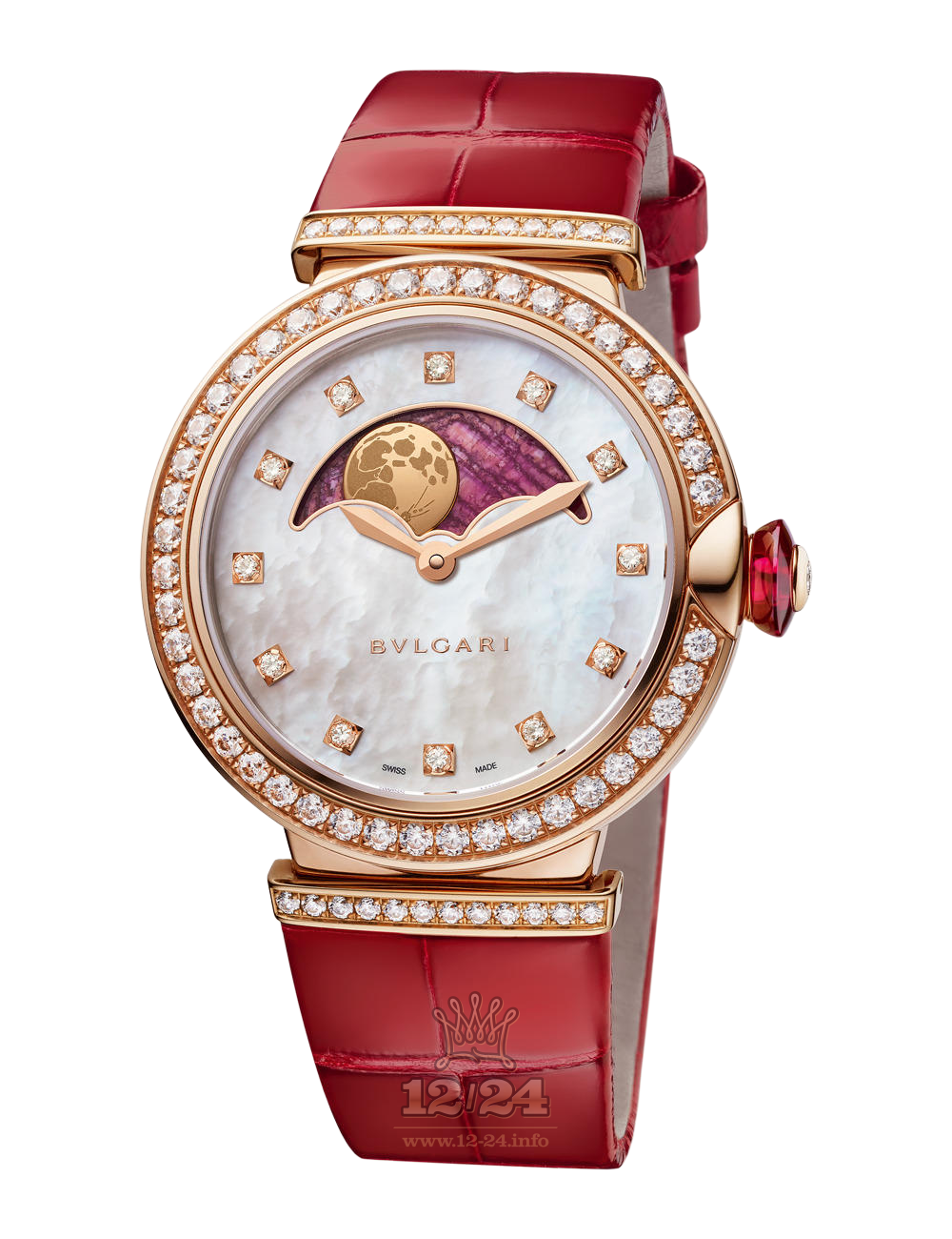 Bvlgari Lvcea Watch 102686 LUP36RGDL/12MP 36 mm Pink gold Case White Dial