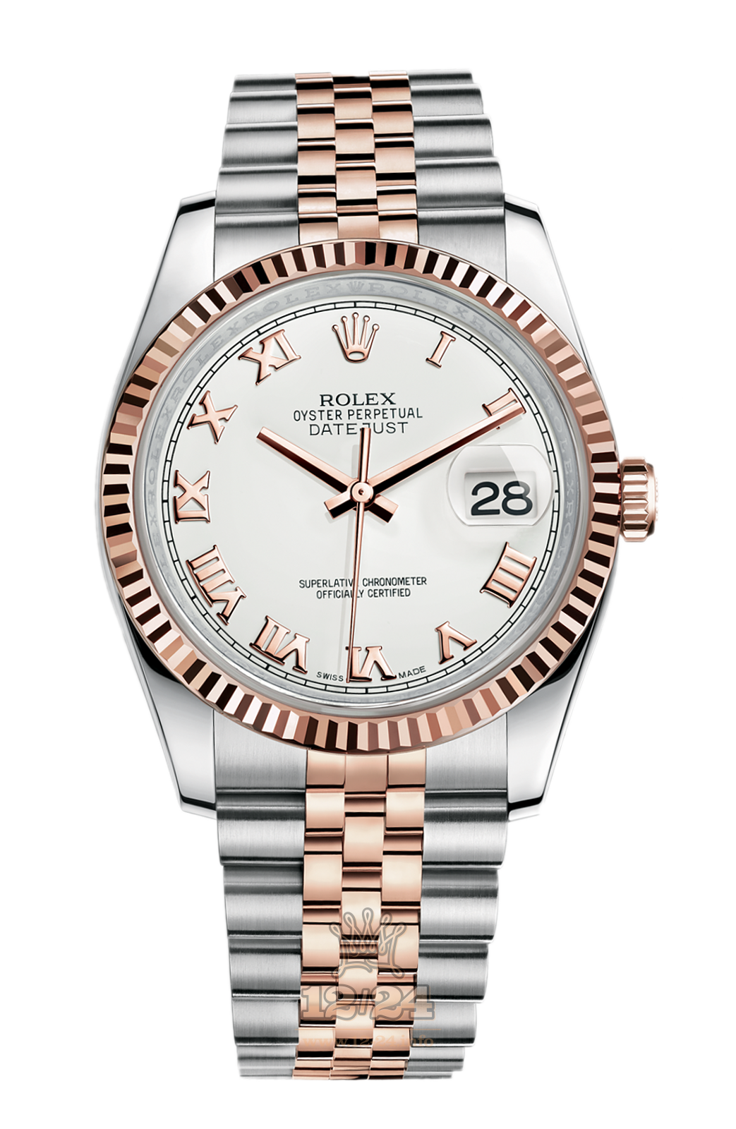 Rolex Datejust Watch 116231-0084 36 mm Steel / Pink gold Case White Dial
