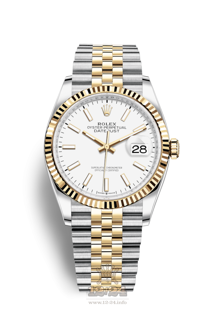 Rolex Datejust Watch 126233-0019 36 mm Steel / Yellow gold Case White Dial