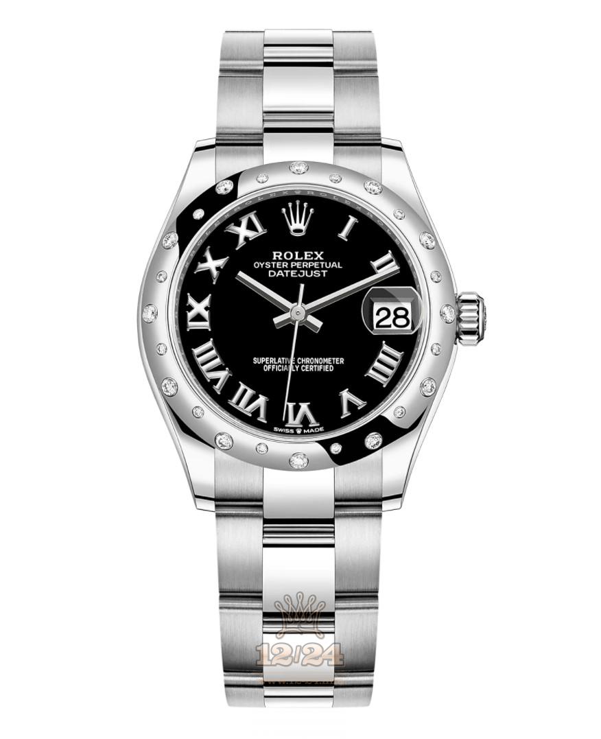 Rolex Datejust Watch 278344rbr-0001 31 mm Stainless steel White gold Case Black Dial