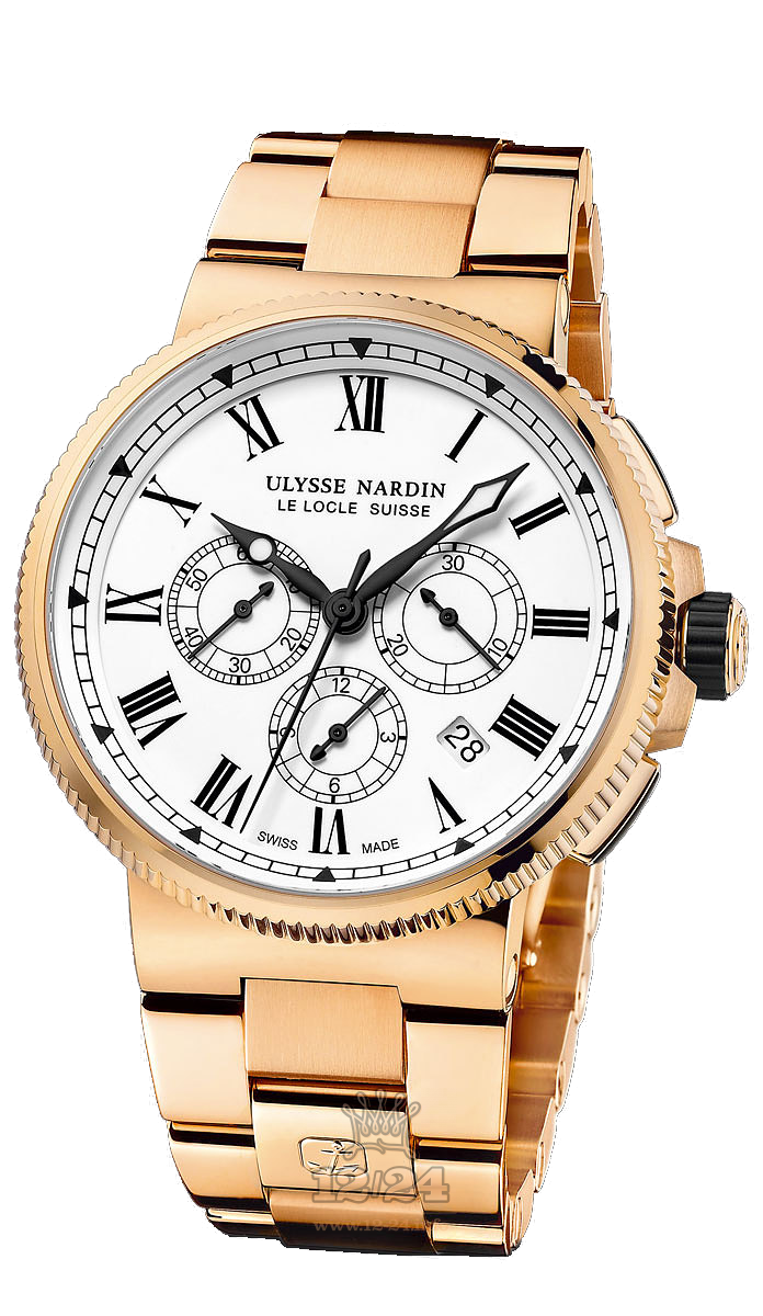 Ulysse Nardin Marine Watch 1506-150-8M/61 43 mm Pink gold Case Silver Dial