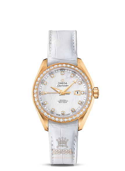 Omega Aqua Terra 150 M Watch 231.58.34.20.55.001 34 mm Yellow gold Case White Dial