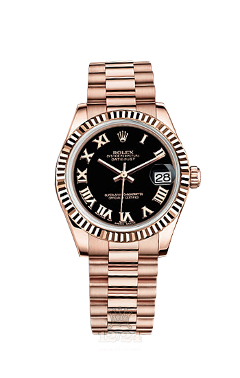 Rolex Datejust Watch 178275f-0030 31 mm Pink gold Case Black Dial