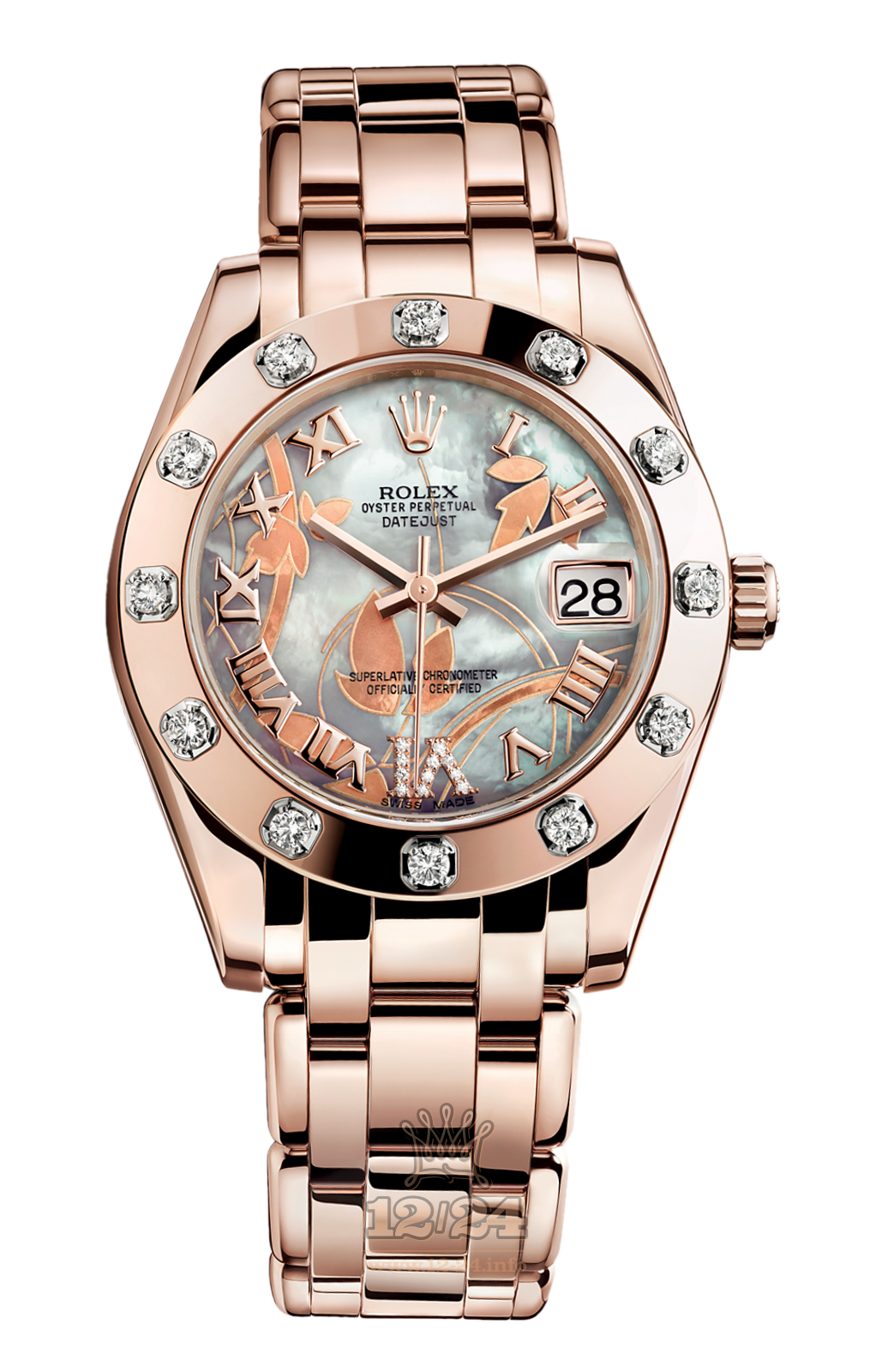 Rolex Datejust Watch 81315-0011 34 mm Pink gold Case White Dial