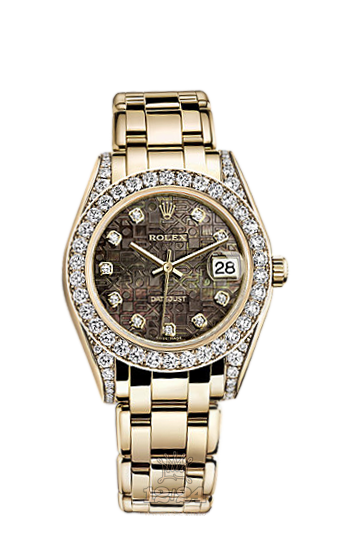 Rolex Pearlmaster Watch 81158-0010 34 mm Yellow gold Case Black Dial