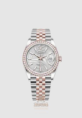 Rolex Datejust Watch 126281rbr-0019 36 mm Stainless steel Pink gold Case Gray Silver Dial
