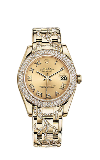 Rolex Pearlmaster Watch 81338-0041 34 mm Yellow gold Case Golden Dial