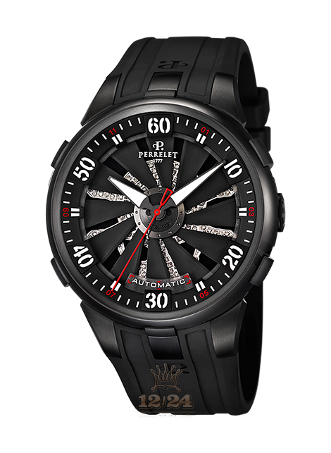 Perrelet Turbine Watch A4023/1 48 mm Stainless steel PVD coating Case Black Dial