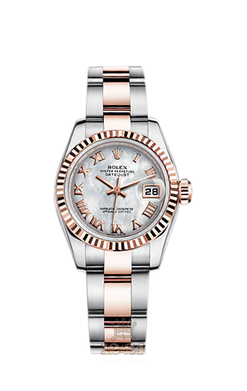 Rolex Lady-Datejust Watch 179171-0064 26 mm Steel / Pink gold Case White Dial