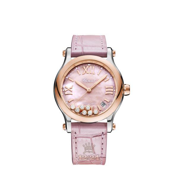 Chopard Happy Sport Watch 278559-6021 36 mm Stainless steel Pink gold Case Pink Dial