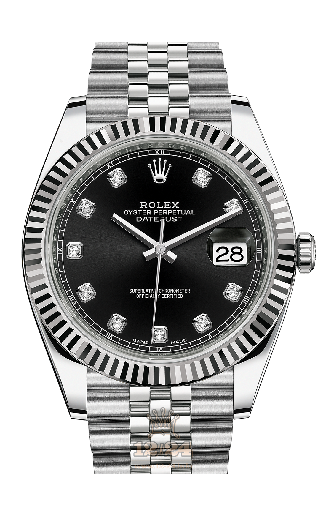Rolex Datejust Watch 126334-0012 41 mm Steel / White gold Case Black Dial