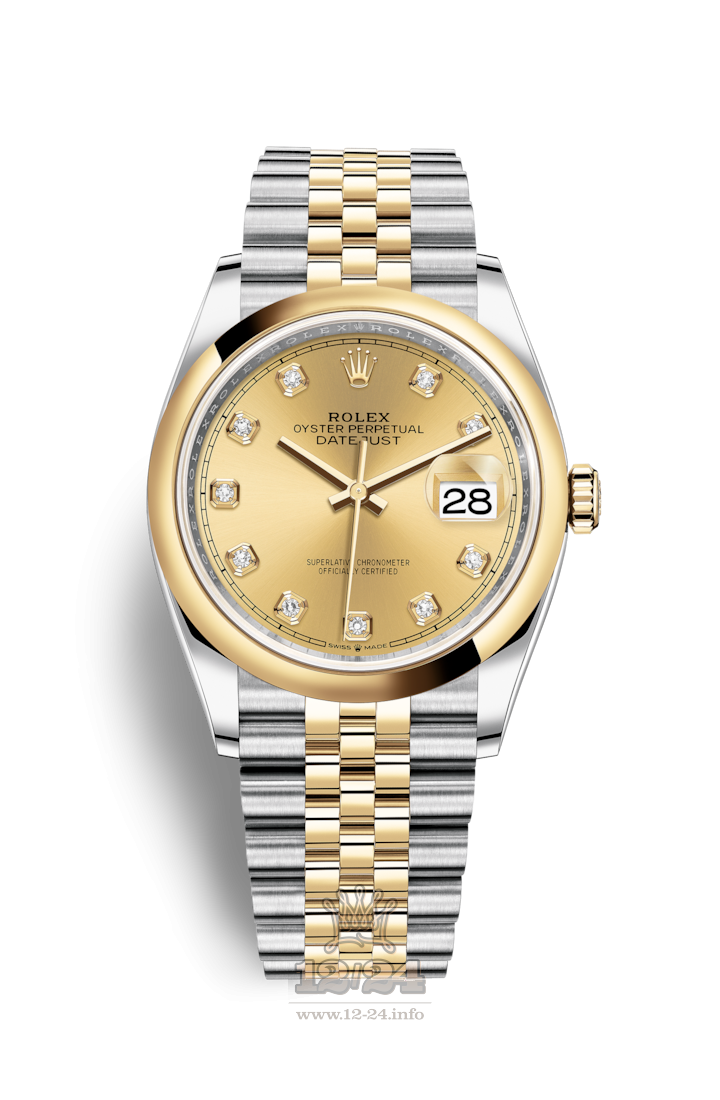 Rolex Datejust Watch 126203-0017 36 mm Steel / Yellow gold Case Golden Dial