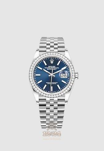 Rolex Datejust Watch 126284rbr-0009 36 mm Stainless steel White gold Case Dark blue Dial