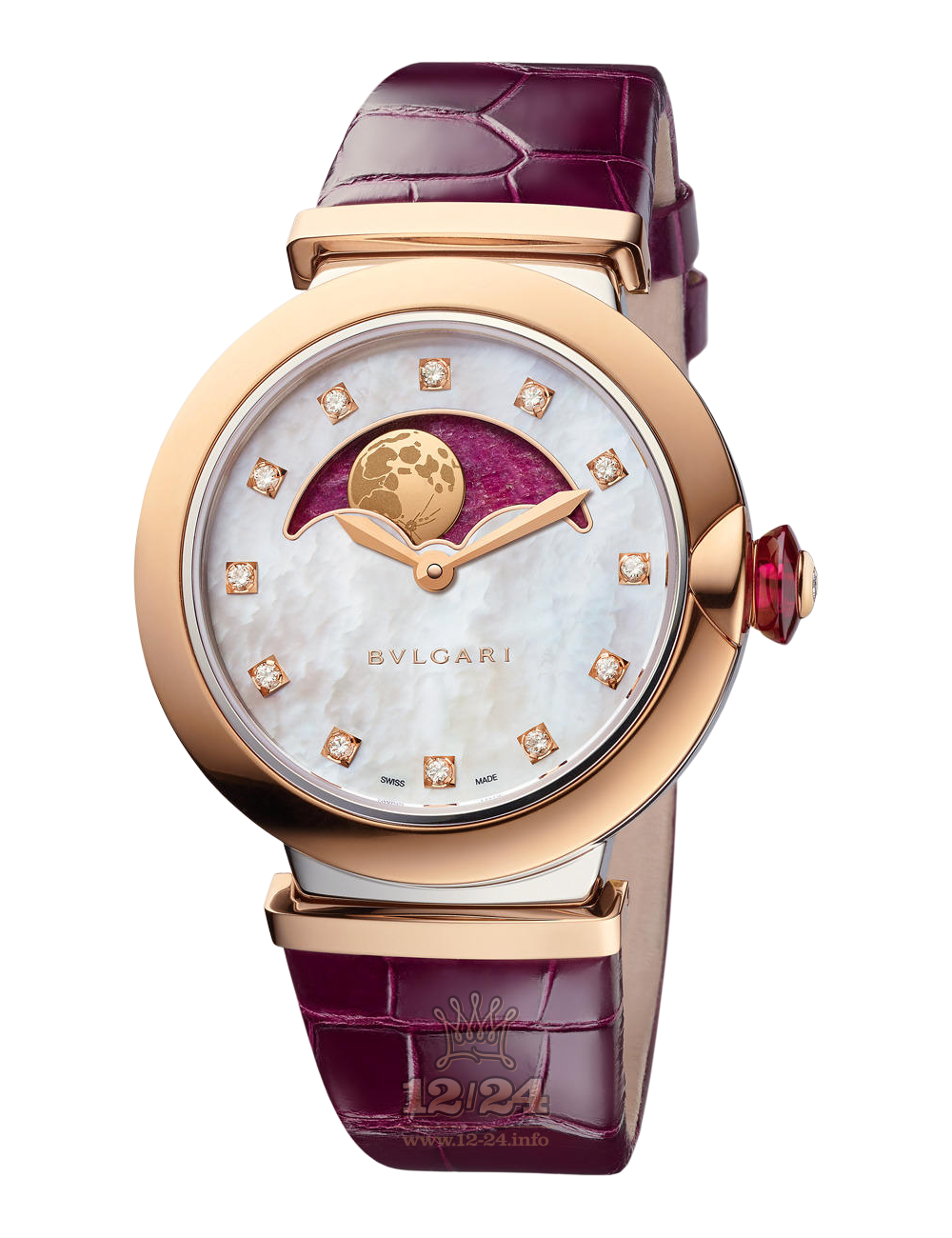 Bvlgari Lvcea Watch 102695 LU36RSPGL/12MP 36 mm Steel / Pink gold Case White Dial
