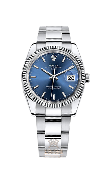 Rolex Datejust Watch 115234-0004 34 mm Steel / White gold Case Dark blue Dial