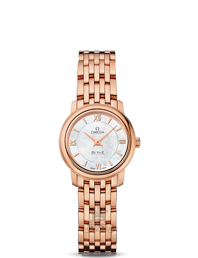 Omega Prestige Watch 424.50.24.60.05.002 24 mm Pink gold Case White Dial