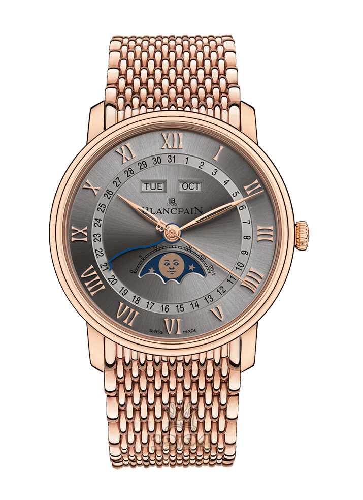 Blancpain Villeret Watch 6654-3613-MMB 40 mm Red gold Case Silver Dial