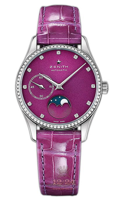 Zenith Elite Watch 16.2310.692/92.C750 33 mm Stainless steel Case Purple Dial