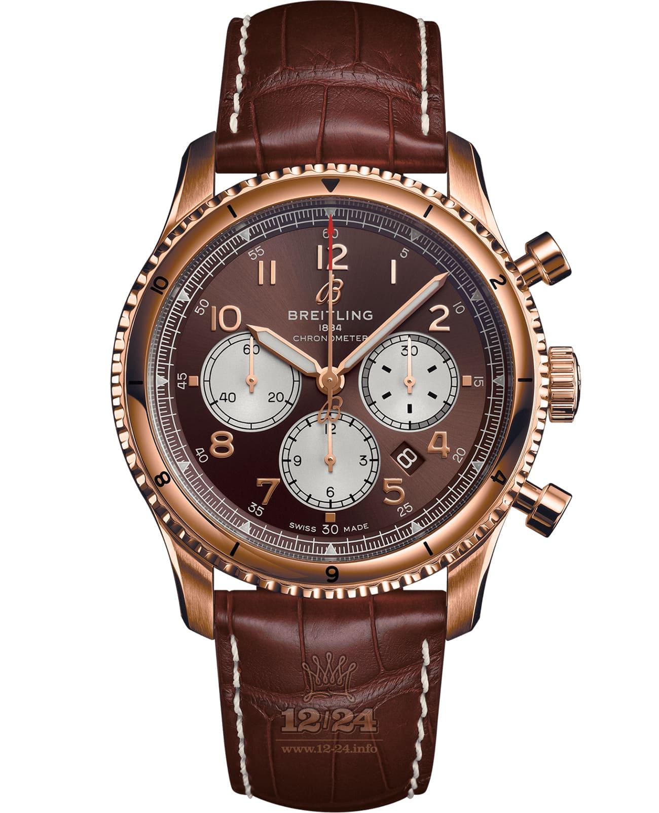Breitling Classic AVI Watch RB0119131Q1P1 43 mm Red gold Case Brown (chocolate) Dial