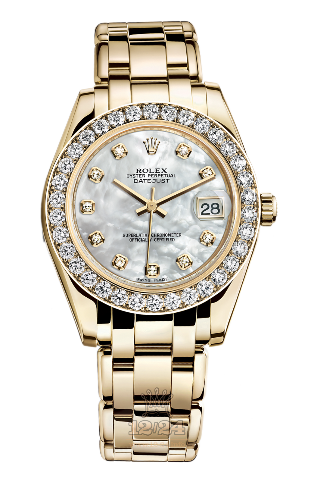 Rolex Datejust Watch 81298-0002 34 mm Yellow gold Case White Dial