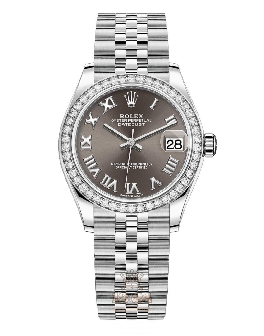 Rolex Datejust Watch 278384rbr-0026 31 mm Stainless steel White gold Case Gray Dial