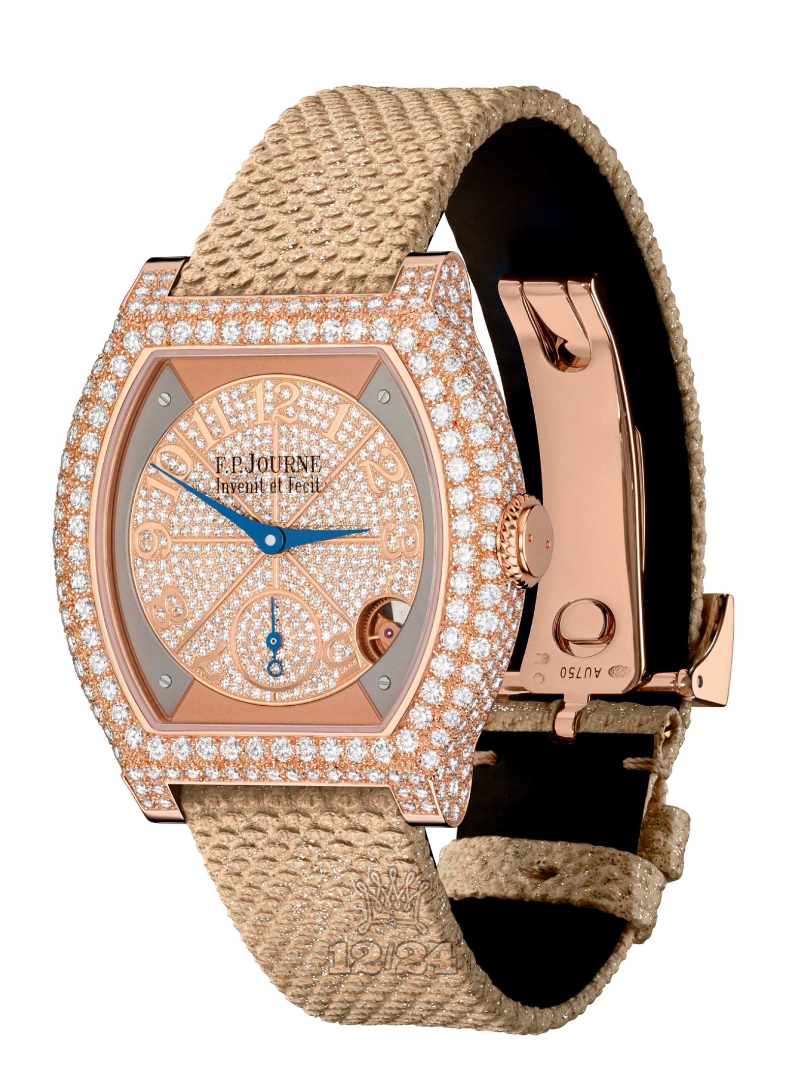 F.P.Journe Elegante Watch FPJ-Co-Elegante-DiamondsFull-OrSnake 40 mm Pink gold Case White Gray Golden Dial