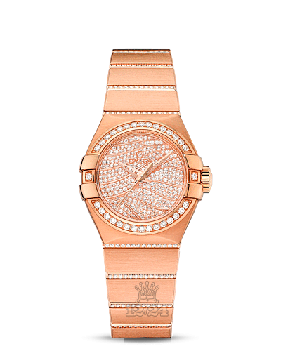 Omega Constellation Watch 123.55.27.20.55.006 27 mm Pink gold Case Silver Golden Dial