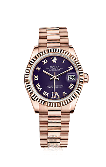 Rolex Datejust Watch 178275f-0033 31 mm Pink gold Case Purple Dial
