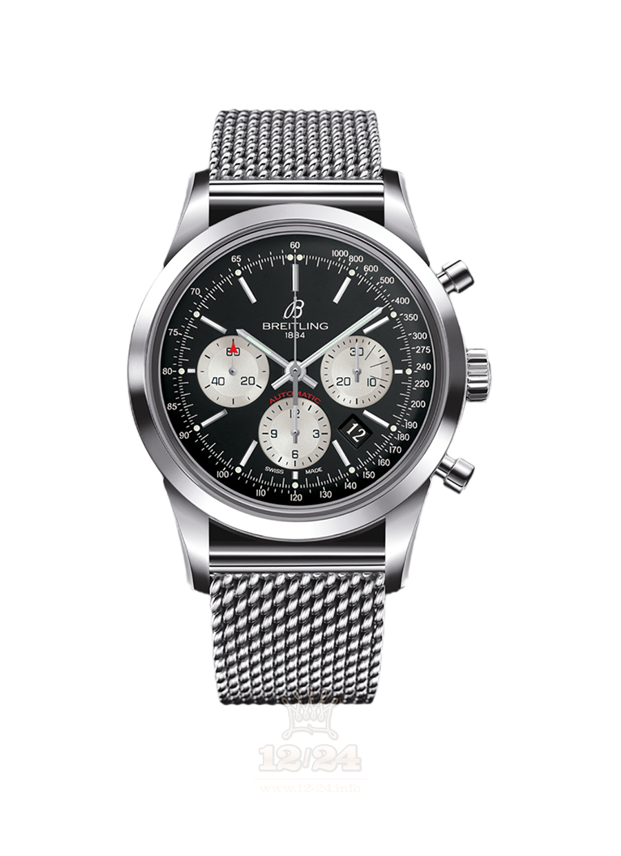 Breitling Transocean Watch AB015212|BF26|154A 43 mm Stainless steel Case Black Dial