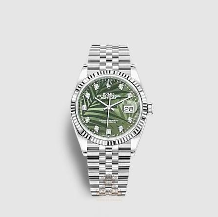 Rolex Datejust Watch 126234-0055 36 mm Stainless steel White gold Case Green Painted Dial